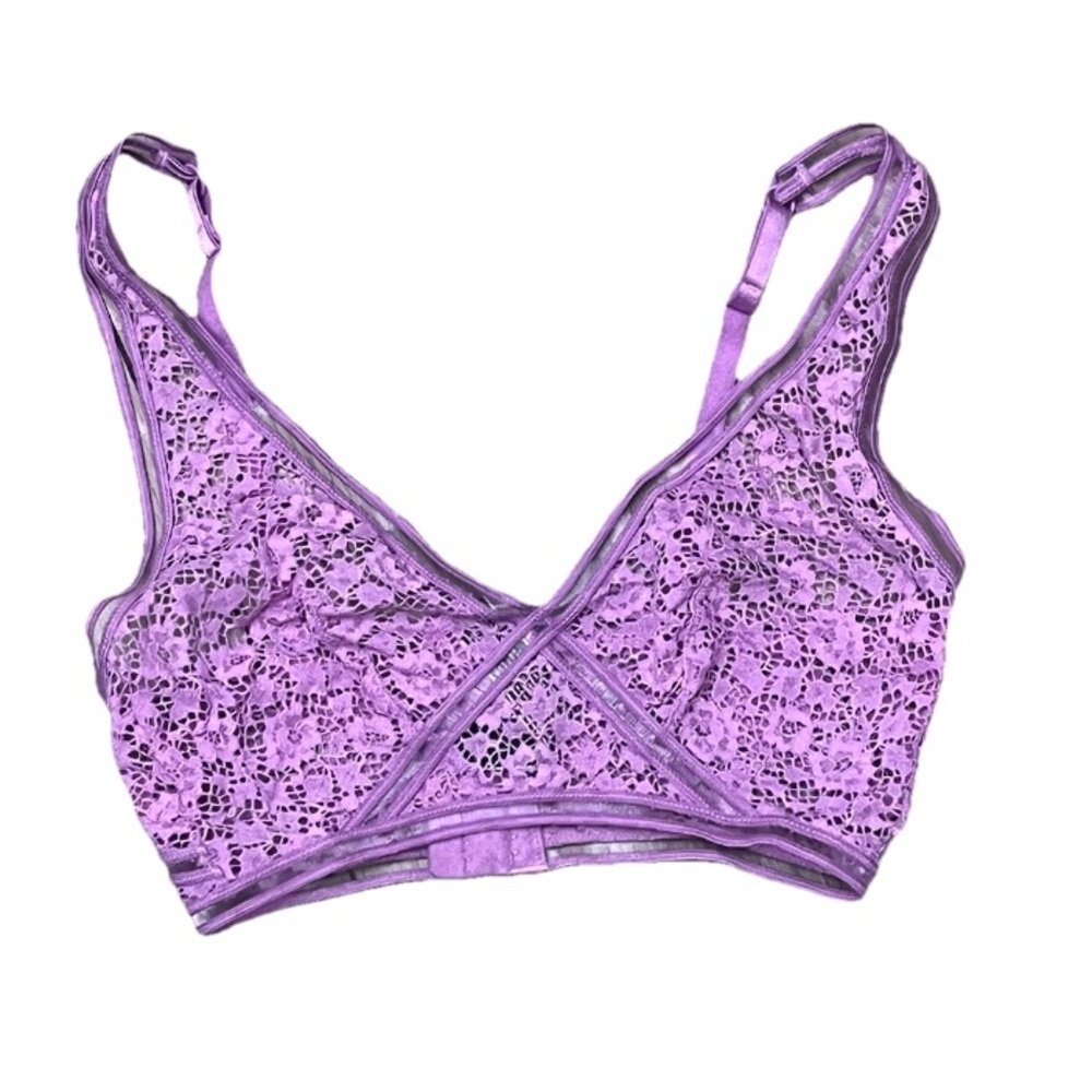 Victoria’s Secret Extra Sexy Purple Lace Bralette XS Wireless Crochet Floral